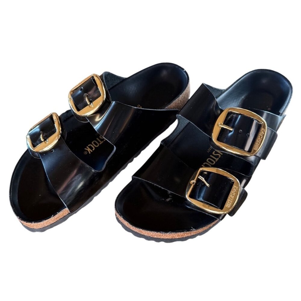Birkenstock Arizona Big Buckle Black Leather Sandals Size 38 New Store Display - Picture 6 of 16